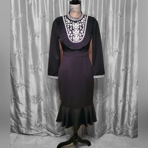 Lai Meng Five Cats, Black Victorian pencil dress, size 4